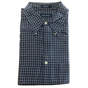 Nautica Blue Plaid Button Down Shirt Men’s 
Large Classic Fit Long Sleeve Cotton